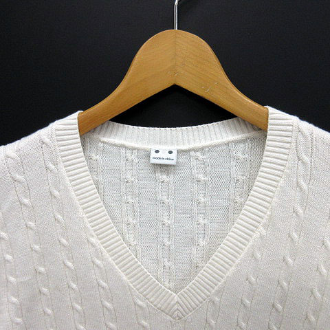 スリードッツ three dots ケーブルニット Vネック セーター 七分袖  