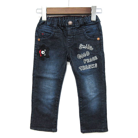 休日限定 新品 ミキハウス ワッペン デニムパンツ 長ズボン ミキハウス