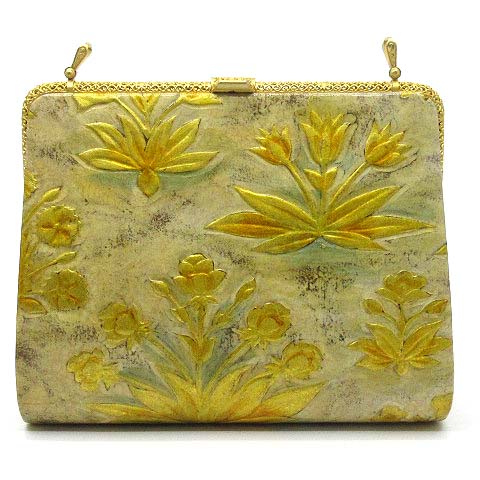 金唐革 徳力 徳力彦之助 和装小物 鞄 口金 バッグ 合金箔 牛革 レザー  