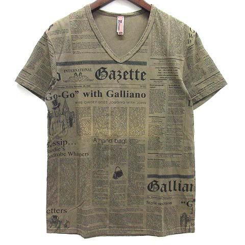 ジョンガリアーノ JOHN GALLIANO Tシャツ ニュースペーパー Vネック 