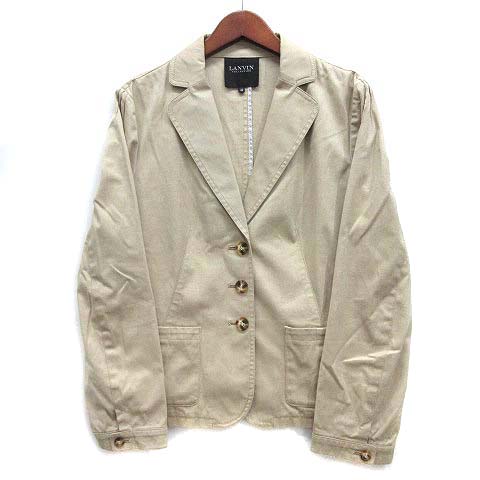 ランバン コレクション LANVIN テーラード ジャケット コットン ツイル ストレッチ 薄手 ベージュ 40 レディース