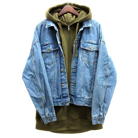 ザラマン Zara Man スウェット パーカー レイヤード デニム ジャケット Gジャン 裏起毛 カーキ インディゴ M 3442 400 505 メンズ 013 ベクトルパーク ザラマン Zara Man スウェット パーカー レイヤード デニム ジャケット Gジャン 裏起毛 カーキ インディゴ M 3442 400 505 メンズ 013 ベクトルパーク