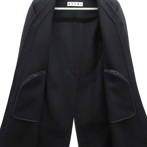 MARNI ブラック ノーカラーコート マルニ MARNI ノーカラー コート ウール カシミヤ アンゴラ 2015AW