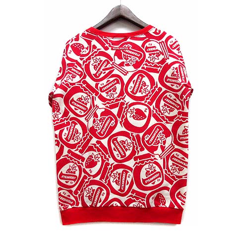 【極美品】パーリーゲイツ　tシャツ　総柄　レッド　ホワイト　いちご柄　ゴルフ L 極美品】パーリーゲイツ tシャツ 総柄 レッド ホワイト いちご柄