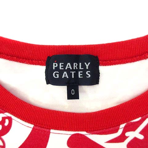 極美品】パーリーゲイツ tシャツ 総柄 レッド ホワイト いちご柄