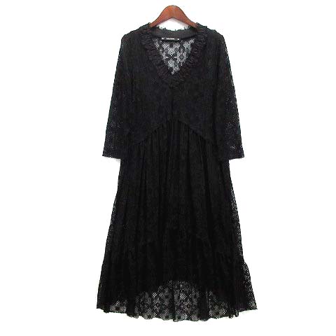 ザラ ベーシック ZARA BASIC 総レース Vネック ワンピース 七分袖  