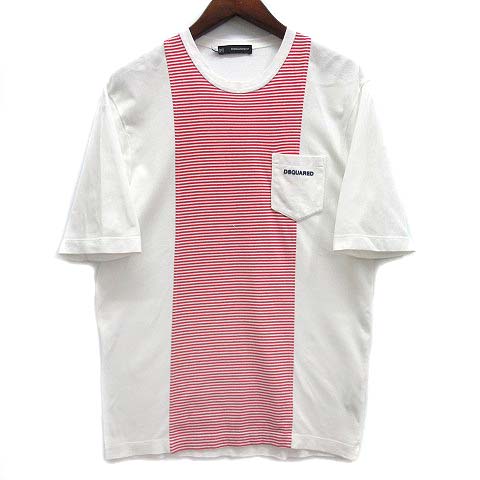ディースクエアード DSQUARED2 鹿の子 ボーダー 切替 ポケット Tシャツ 
