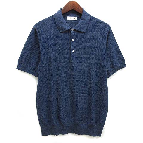 日本製 マッキントッシュ ロンドン 半袖 ボタンダウン ポロシャツ M ネイビー マッキントッシュ ロンドン MACKINTOSH LONDON ハニカム ニット
