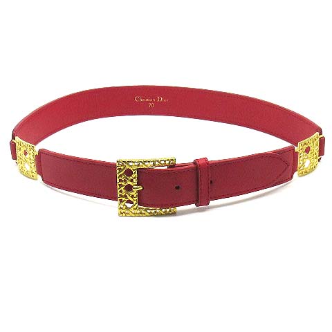 【美品】ChristianDior ヴィンテージ レザーベルト レッド系 Levi's ベルト Levi's/リーバイス 35mm 本革 ステッチ 帆型