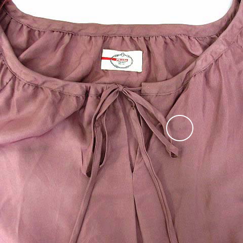 プラダ PRADA シルク サテン ブラウス 長袖 プルオーバー ダスティ