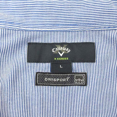Callaway　キャロウェイ　ポロシャツ　ストライプ　刺繍ロゴ　極美品　L キャロウェイ CALLAWAY X SERIES ストライプ ボタンダウン