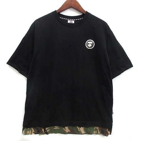 エイプ Aape BY A BATHING APE ラバーワッペン Tシャツ 半袖 カモフラ 