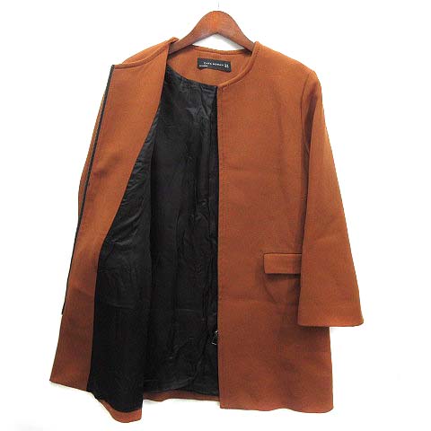 ザラウーマン ZARA WOMAN ノーカラー ジップアップ コート