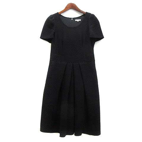 最終価格 トゥービーシック 黒　ニット　ワンピース　楽ちん　大きいサイズ44 春 TO BE CHIC トゥービーシック ワンピース ブラック トゥービー