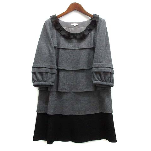 TO BE CHIC ミンクファー付きカットソー　チュニック　グレー　40 TO BE CHIC ミンクファー付きカットソーチュニックグレー40