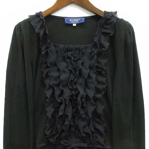 M'S GRACY カットソー フリル 長袖 38 黒 M\u0027S GRACY