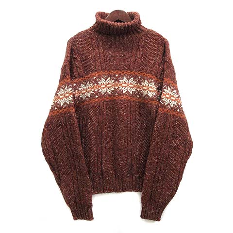 ニット カラーネップニットケーブル編みハイネックプルオーバー MONO-MART