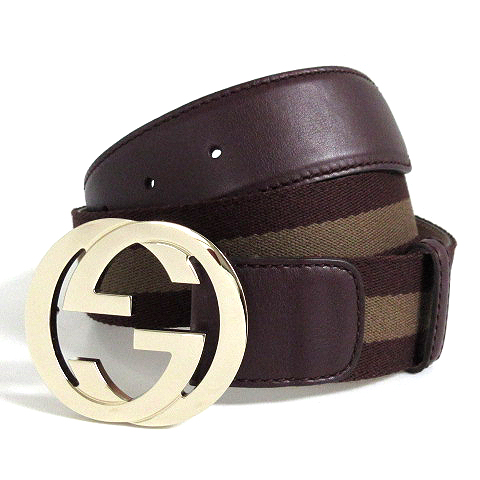 グッチ GUCCI インターロッキングG ベルト シェリー キャンバス レザー 