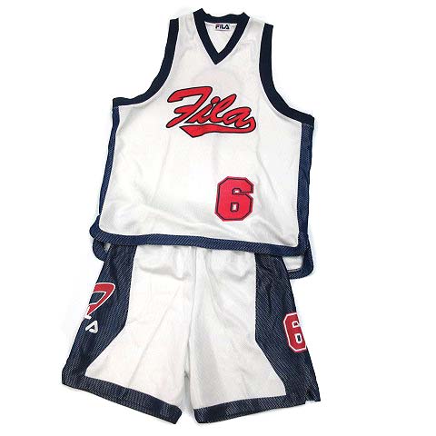 FILA - フィラ FILA バスケ ユニフォーム セットアップ シャツ パンツ ホワイトS フィラ FILA バスケ バスケットボール ゲーム ユニフォーム 上下