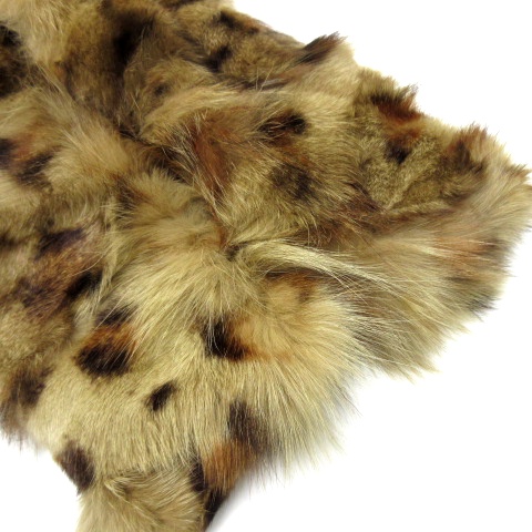 リアルファー 毛皮 ティペット マフラー レオパード ヒョウ柄 ブラウン