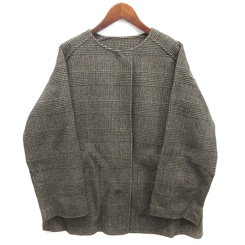【中古】アンタイトル UNTITLED プレシャス リバー ショート コート グレンチェック ノーカラー 2023AW ベージュ 2 153-97400 レディース アンタイトル UNTITLED プレシャス リバー ショート コート グレン