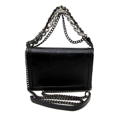 ザラ ZARA チェーン ショルダーバッグ フェイクレザー ブラック 黒 