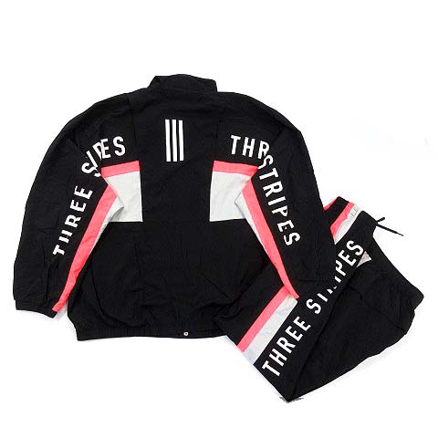 adidasライト.ウインドブレーカーO上下セットG35832黒x赤x白.未使用 adidasライト.ウインドブレーカーO上下セットG35832黒x赤x白.未使用
