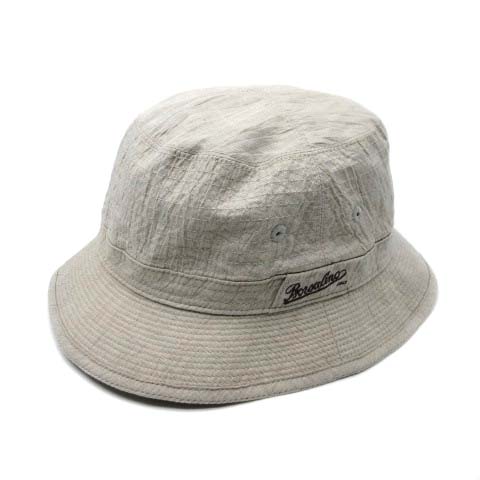 ボルサリーノ Borsalino リネン ロゴ刺繍 バケット ハット 帽子