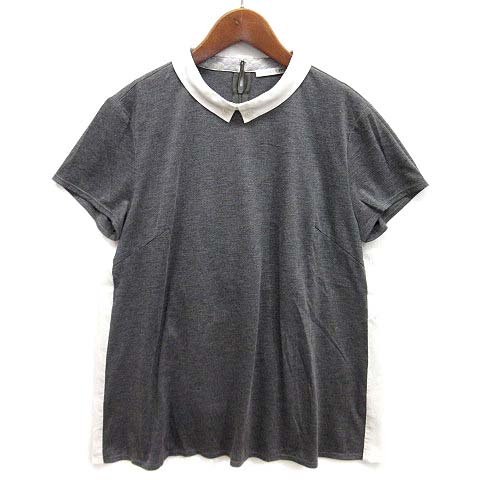 ブランベール blancVert 衿付き カットソー ブラウス 半袖 異素材 