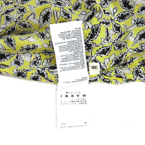 マルニ MARNI リーフプリント シルク リボン ブラウス 半袖 プルオーバー イエロー 黄 36 レディース マルニ MARNI リーフプリント シルク リボン ブラウス 半袖 プル