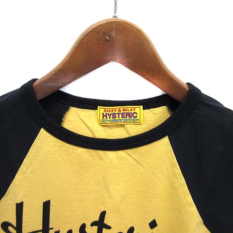 ヒステリックグラマー HYSTERIC GLAMOUR LOUNGE NYC Tシャツ 半袖 イエロー ブラック 黄 黒 F 01241CT26 レディース ヒステリックグラマー HYSTERIC GLAMOUR LOUNGE NYC Tシャツ