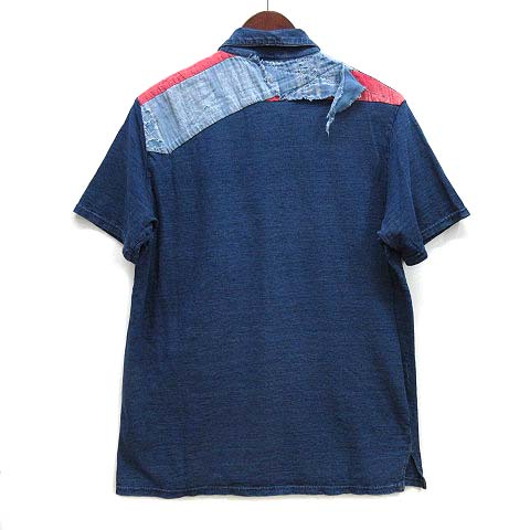 【中古】キャピタル kapital 天竺 ポロシャツ 半袖 インディゴ 藍染 ボロ BORO パッチワーク 2 メンズ キャピタル kapital 天竺 ポロシャツ 半袖 インディゴ 藍染 ボロ BORO