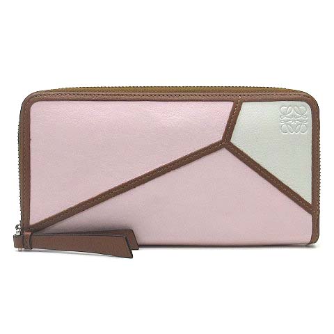 LOEWE】ロエベ パズル 長財布 レザー ラウンドファスナー ピンク