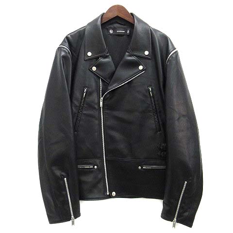 2013AW undercoverライダースジャケットBLACK アンダーカバー UNDERCOVER 13AW ボーン パッチ ライダース レザー