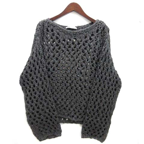 ザラ ZARA ローゲージ かぎ編み ニット セーター 長袖 グレー M 