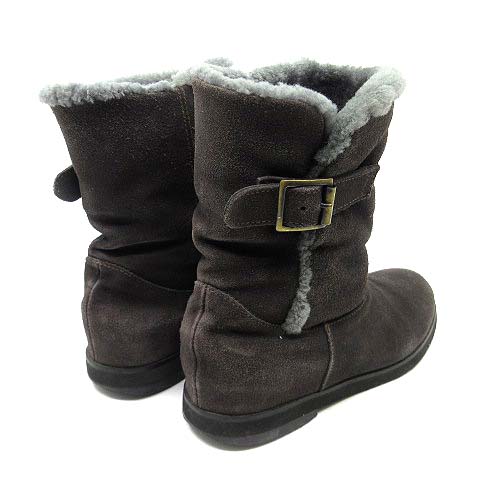 美品　銀座かねまつ　銀座金松　ブーツ　ムートンブーツ　裏起毛　ショートブーツ 銀座かねまつ GINZA Kanematsu ショート ムートンブーツ スエード