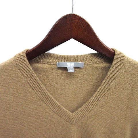 ユニクロ UNIQLO カシミヤ Vネック セーター 長袖 ニット ベージュ M