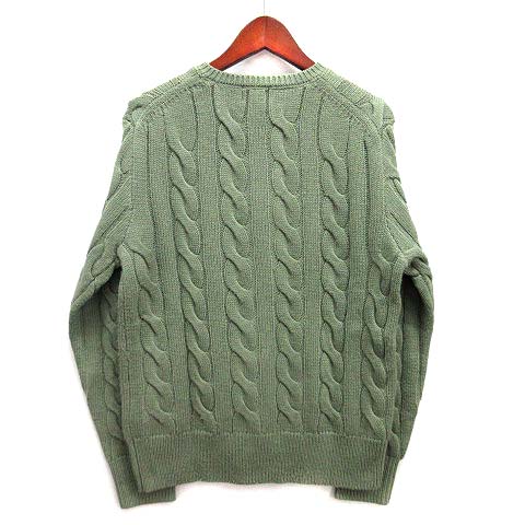ポロラルフローレン グリーン ウールカシミヤ ケーブルニット