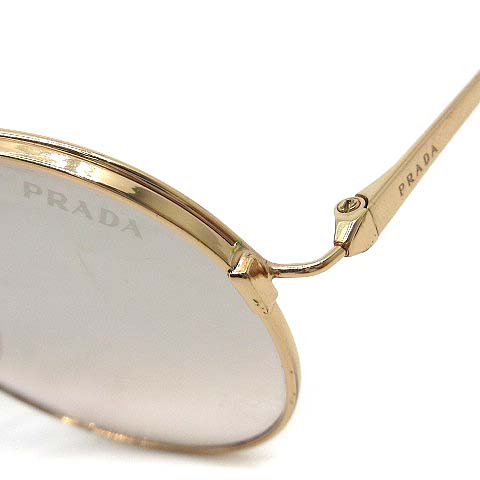 プラダ PRADA メタルフレーム サングラス ミラーレンズ ピンクゴールド  