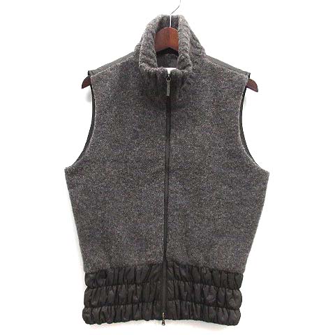 【中古】ファビアナフィリッピ FABIANA FILIPPI アルパカ ウール 中綿 ベスト ルーチェ ジップアップ 異素材切替 グレー系 XS 美品 ファビアナフィリッピ FABIANA FILIPPI アルパカ ウール 中綿 ベスト