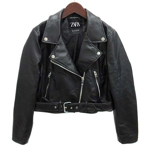 新品 ZARA ザラ ダブルライダースジャケット フェイクレザー ブラック　Ｍ ZARA（ザラ） フェイクレザー ダブル ライダースジャケット レディース