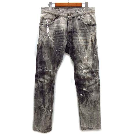 【中古】ディースクエアード DSQUARED2 デニムパンツ バイカー ジーンズ クロスチェーン ダメージ加工 44 グレー S71LA0367 メンズ ディースクエアード DSQUARED2 デニムパンツ バイカー ジーンズ クロス