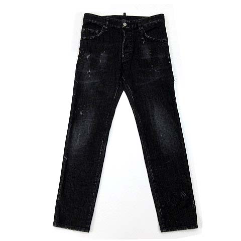 【中古】ディースクエアード DSQUARED2 Run Dan Jean ダメージ加工 デニムパンツ ジーンズ 46 黒 ブラック S71LB0659 メンズ ディースクエアード DSQUARED2 Run Dan Jean ダメージ加工 デニム