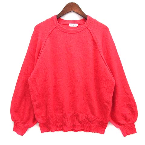 レプシィム ローリーズファーム LEPSIM LOWRYS FARM 5ゲージ アンゴラ混 クルー ニット セーター 長袖 レッド 赤 F レディース