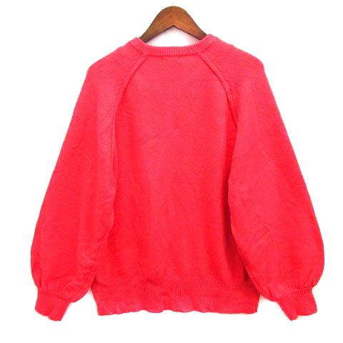 レプシィム ローリーズファーム LEPSIM LOWRYS FARM 5ゲージ アンゴラ混 クルー ニット セーター 長袖 レッド 赤 F レディース