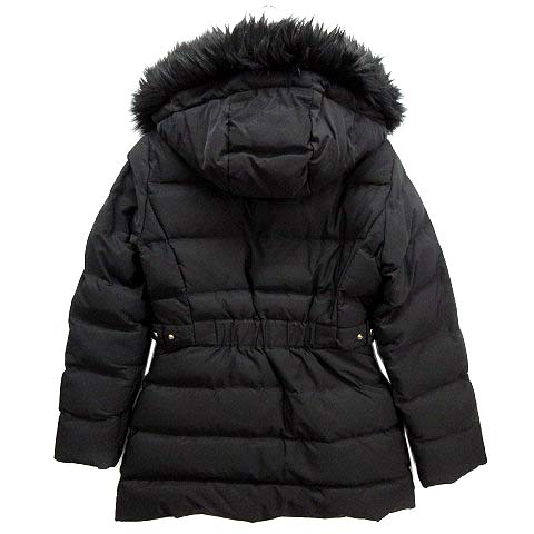 ザラ ZARA ダウンコート ウエストマーク フード ファー ブラック 黒 M 