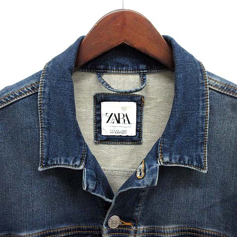 ザラ ZARA ソフト デニム ジャケット Gジャン USED加工 インディゴ L 