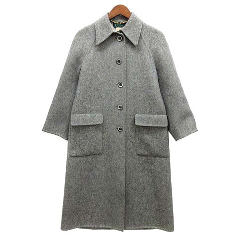 アニオナ AGNONA ウール ステンカラー ロング コート グレー 42 