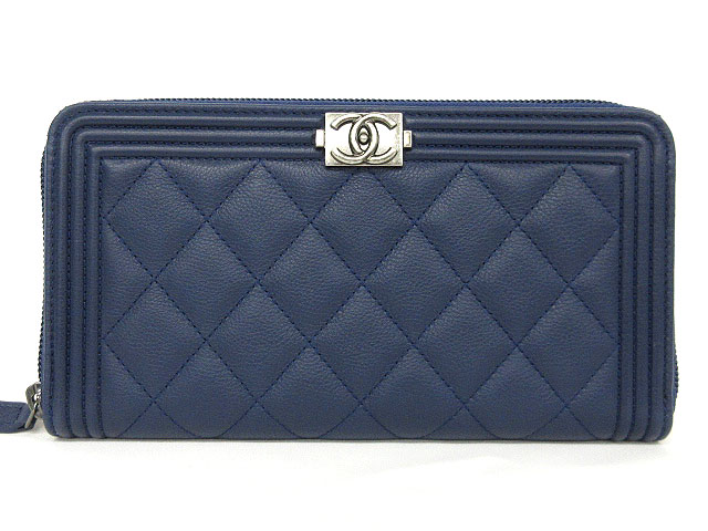 美品 シャネル CHANEL ボーイシャネル 長財布 ラウンドファスナー 