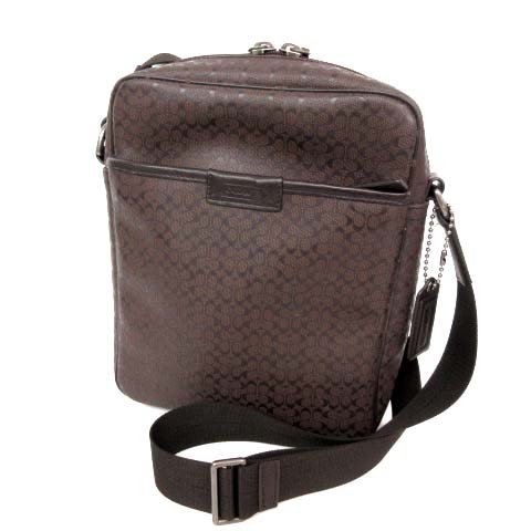 コーチ COACH マホガニー ミニシグネチャー ショルダーバッグ PVC 茶系 